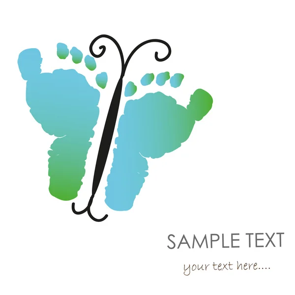 Baby footprints and butterfly vector — Stock Vector