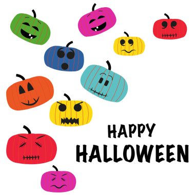 Komik suratlar tebrik kartı vektör ile renkli kabaklar