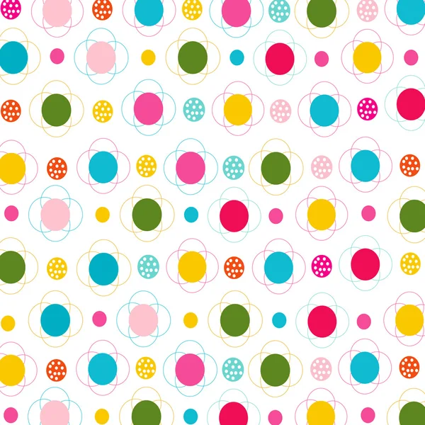 Colorfull flowers and dots seamless pattern — Stock Vector