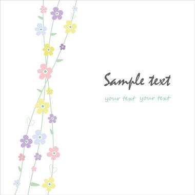 Basit çiçek tebrik kartı ve arka plan