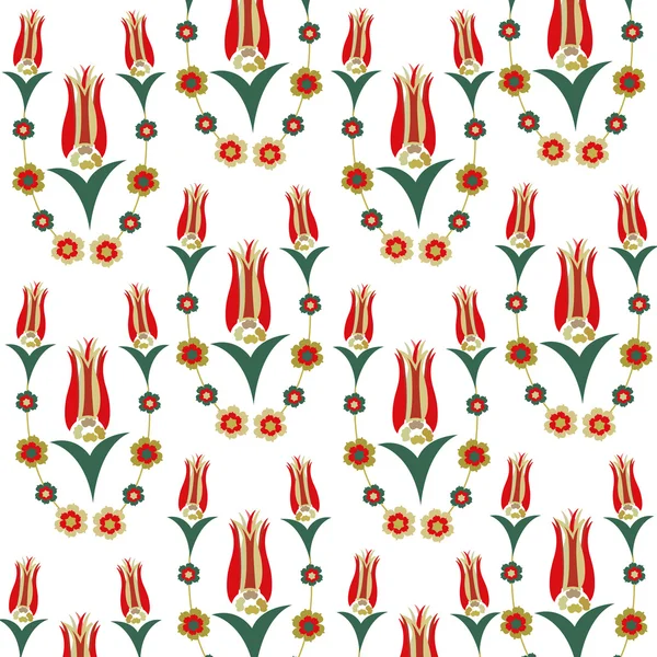 Tulipanes otomanos sin costuras y flores vector de fondo — Archivo Imágenes Vectoriales