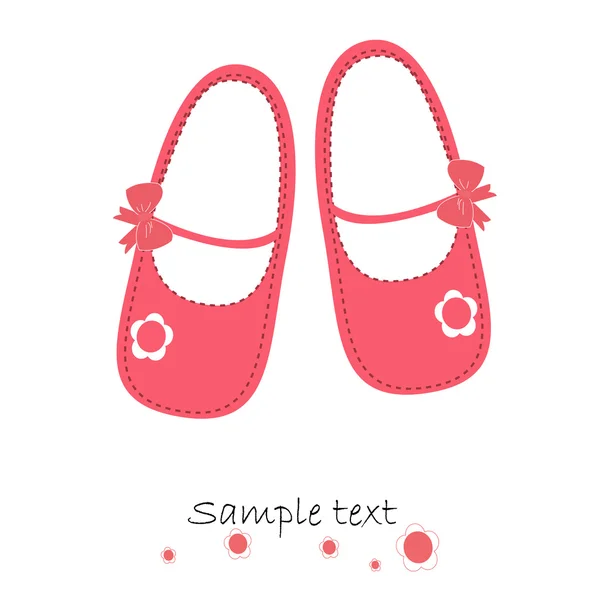 Pink baby shoes newborn greeting card vector — Stock Vector