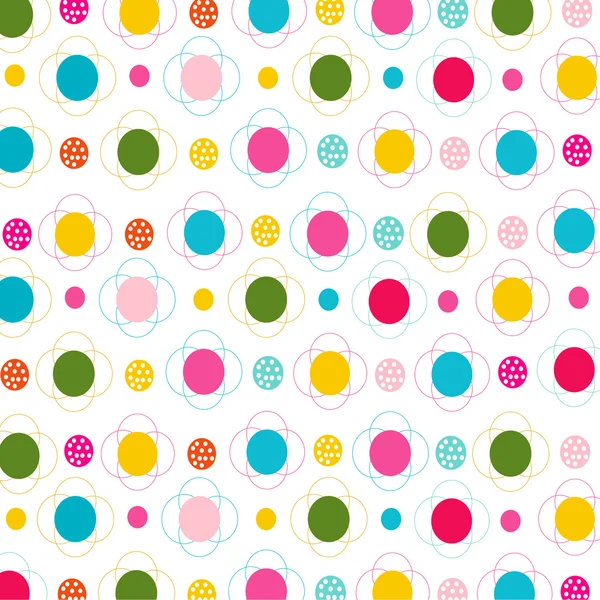 Colorfull flowers and dots seamless pattern — Stock Vector