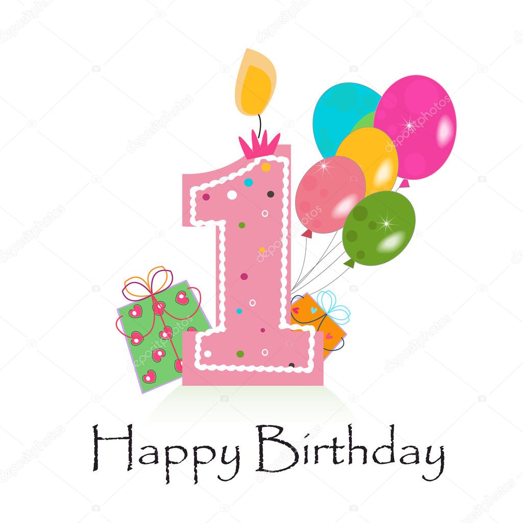 Happy First Birthday Card Vector Stock Vector Gulsengunel 56153029