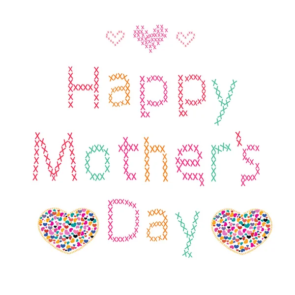 Happy Mother's Day greeting card with hearts — Stock Vector