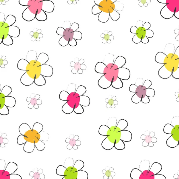 Seamless daisy flower pattern illustration — Stock Vector