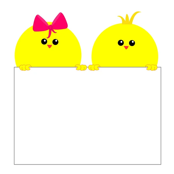 Chicks holding a board vector illustration — Stock Vector