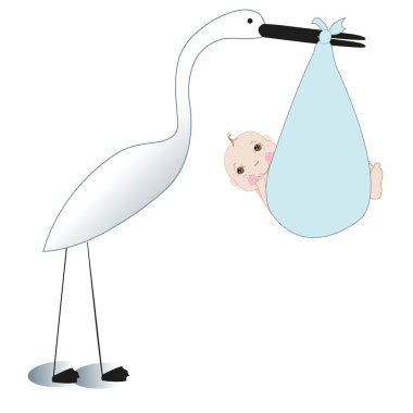 Bebeği bebek çocuk vektör arka plan ile leylek