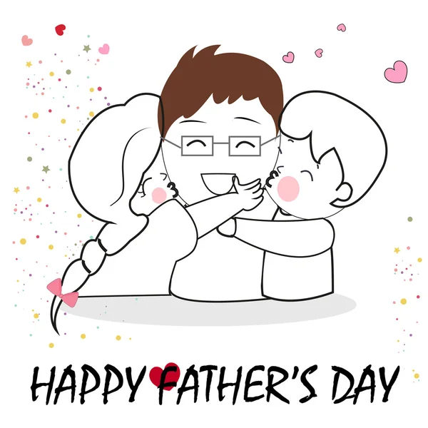 Happy Father's Day card with kids vector background — Stock Vector