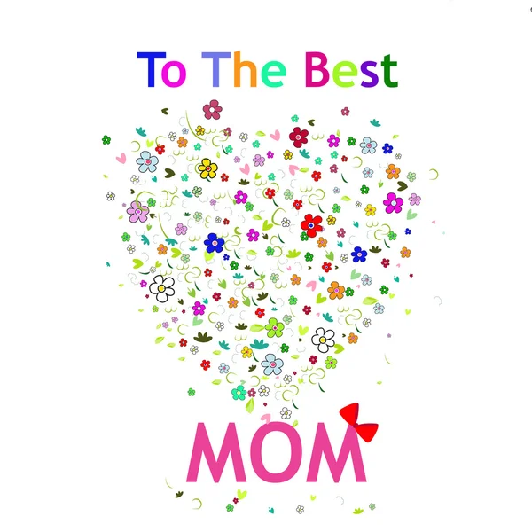 Mother's day greeting card template with flowers heart — Stock Vector