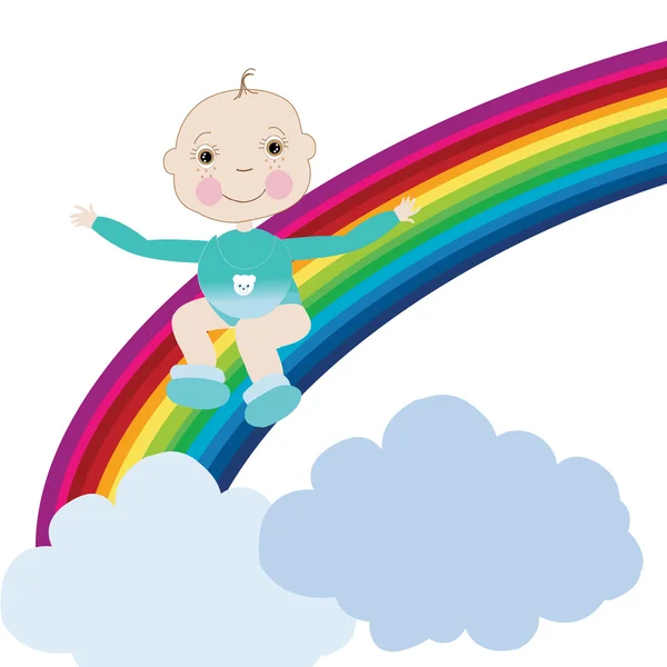 赤ちゃんと虹のベクトル — ストックベクタ