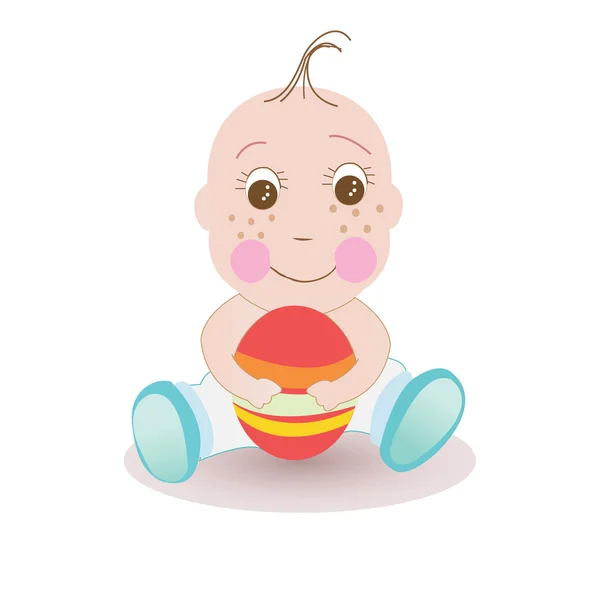 Baby playing with ball vector — Stock Vector