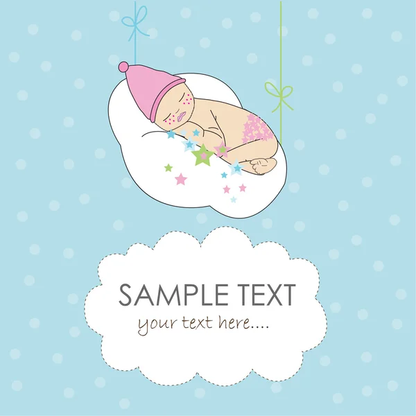 Tarjeta de anuncio de llegada bebé swaddle — Vector de stock