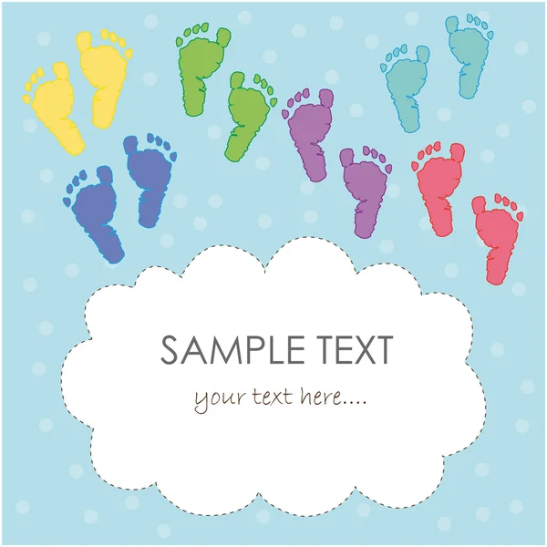 Baby foot print greeting card vector — Stock Vector