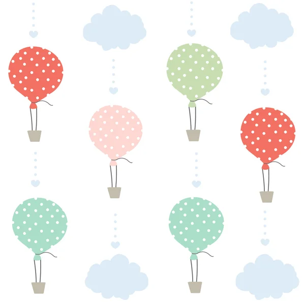 Balloon and clouds pattern vector background — Stock Vector