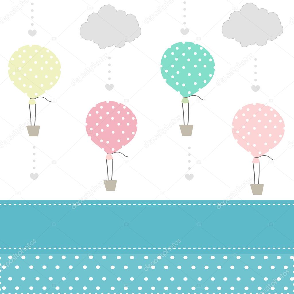 Balloon and clouds baby pattern background vector