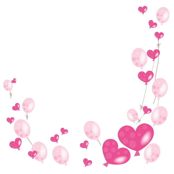 Corazones y globos rosas vector de fondo — Vector de stock