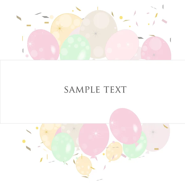 Pastel colour ballons greeting with confetti vector background. — Stock Vector