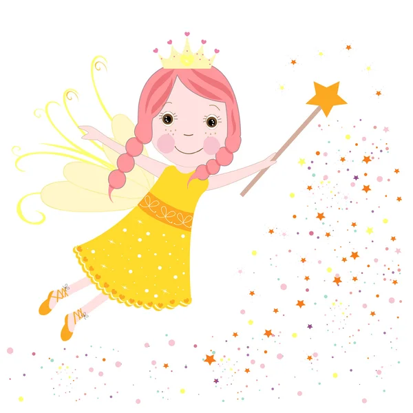 かわいいおとぎ話黄色星輝くベクトル — ストックベクタ