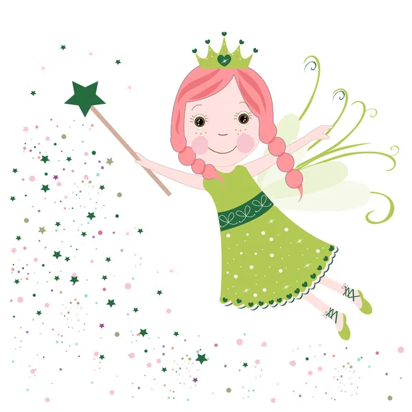 Cute fairytale green stars shining vector — Stock Vector