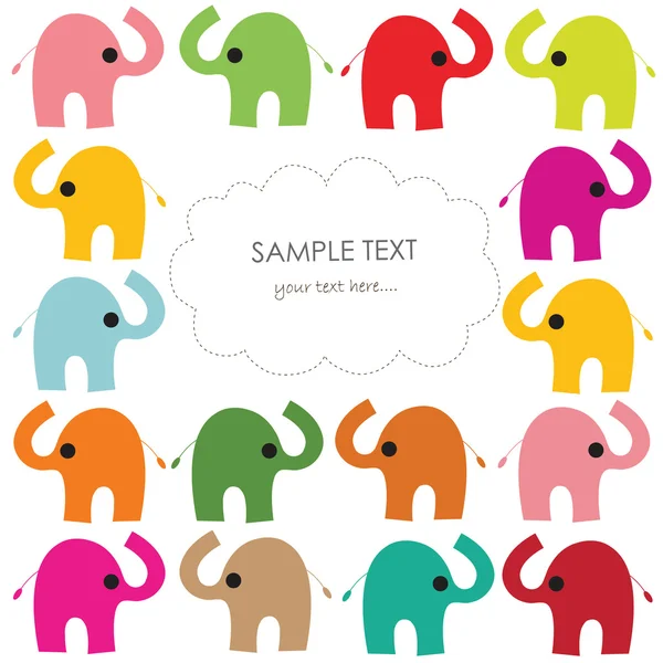 Colorful elephant vector baby greeting card — Stock Vector