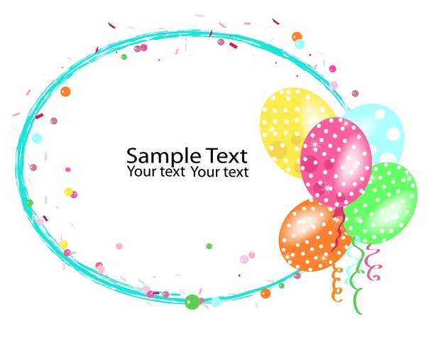 Colorful balloons frame with confetti vector — Stock Vector