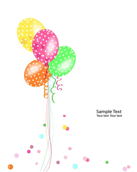 Renkli polka dot balonlar tebrik kartı vektör — Stok Vektör