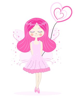 Sevimli pembe peri kız vektör