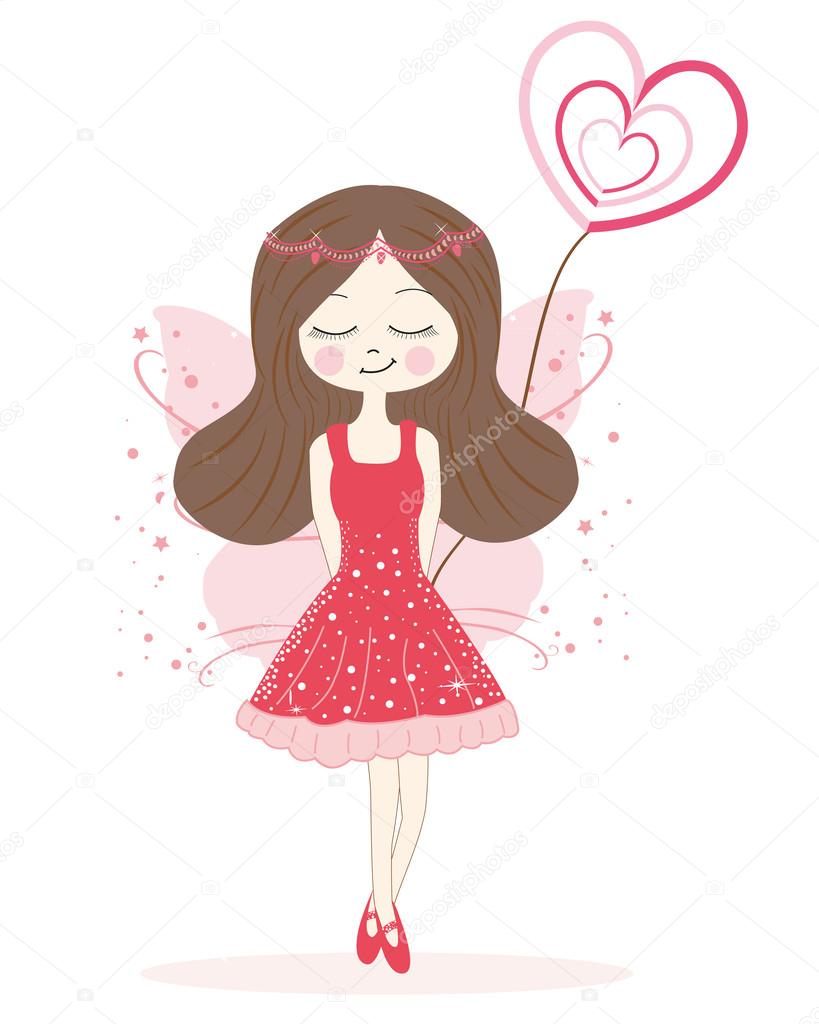 Cute red fairy girl vector