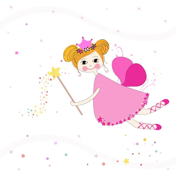 Lovely fairy with stars vector background — Stock Vector