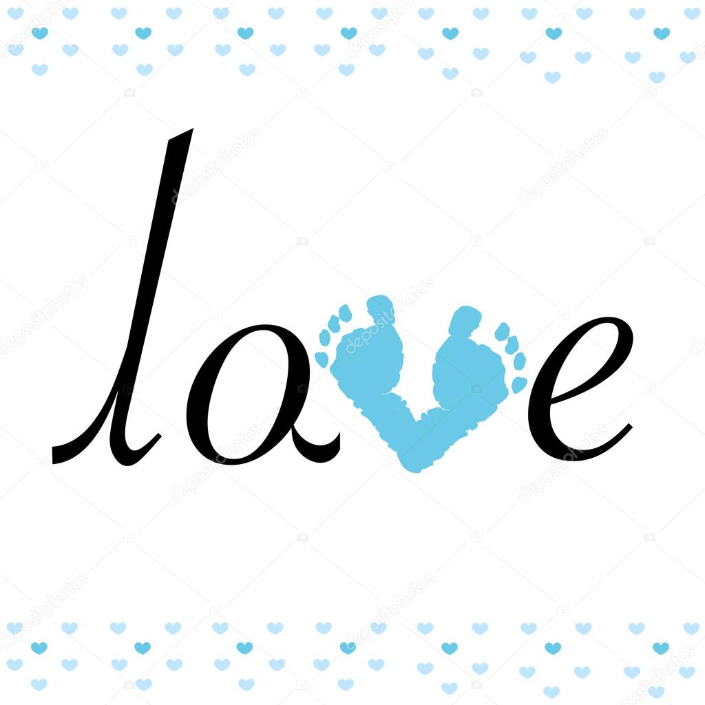 Baby foot print with love vector background