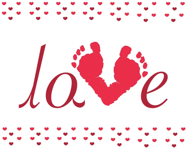 Valentine dag baby voetafdrukken vector achtergrond — Stockvector