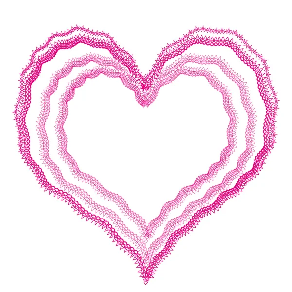 Růžové krajky srdeční vektor rámec — Stockový vektor