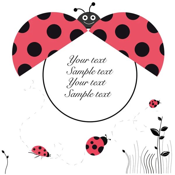 Ladybird bebé ducha bebé anuncio tarjeta de felicitación vector — Vector de stock