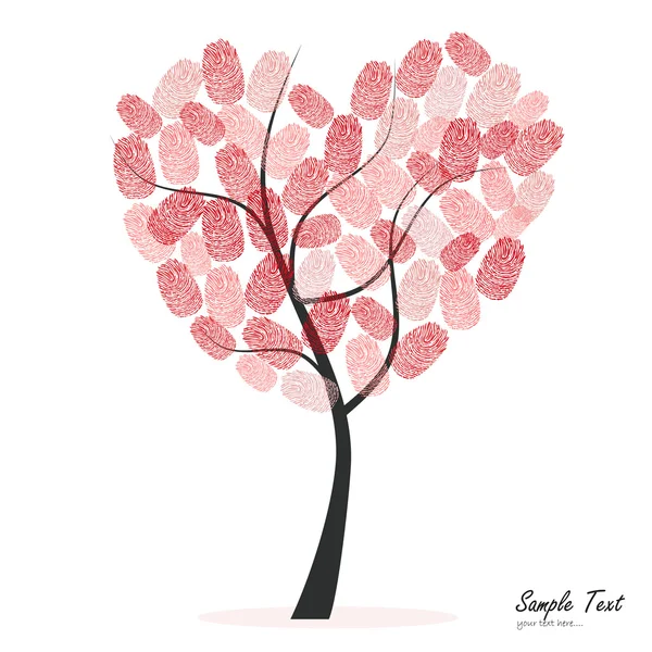 Árbol del corazón con huellas dactilares vector — Vector de stock