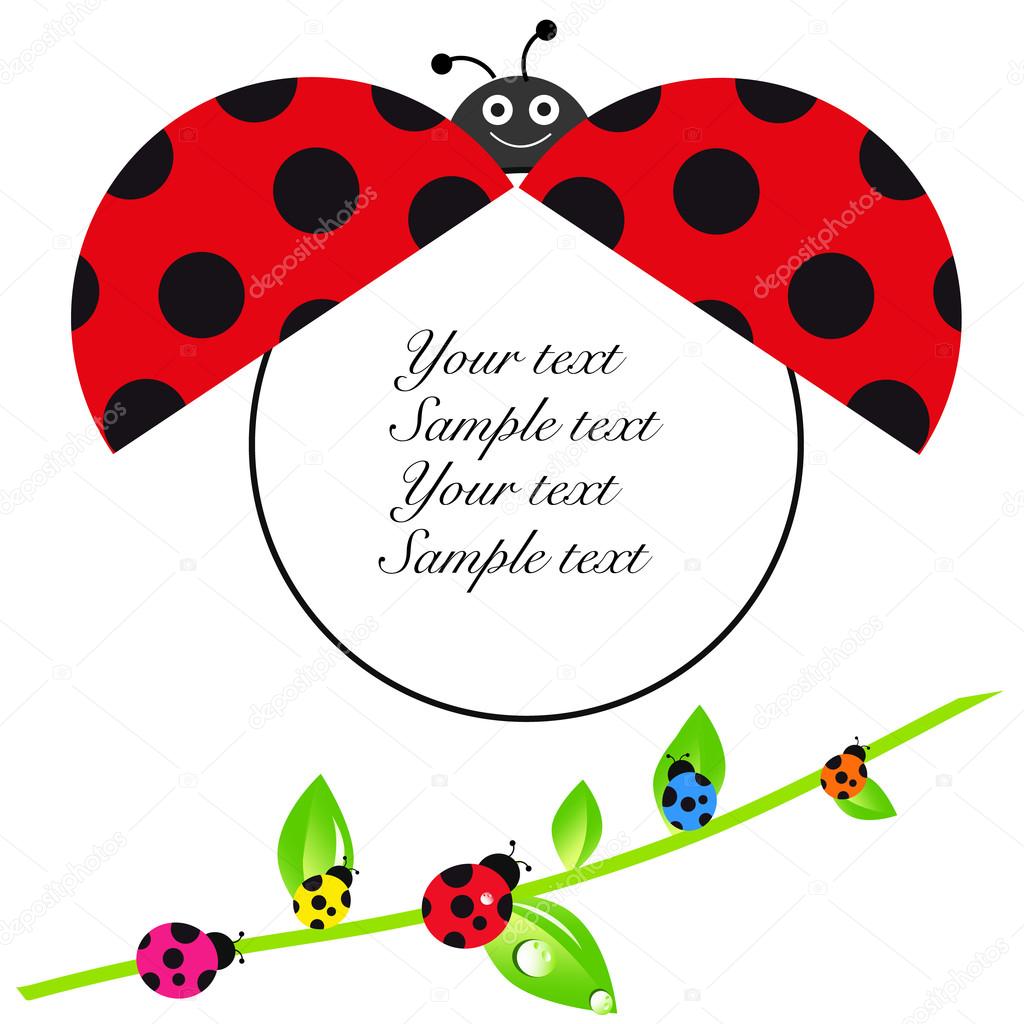 Ladybird baby shower greeting card with colorful ladybird vector