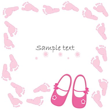 Pembe Bebek Ayakkabı bebek varış kart vektör