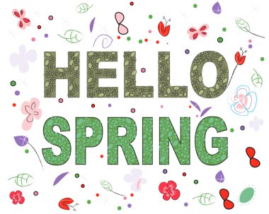 Bahar çiçek tebrik kartı dekoratif çiçek vektör ile Merhaba