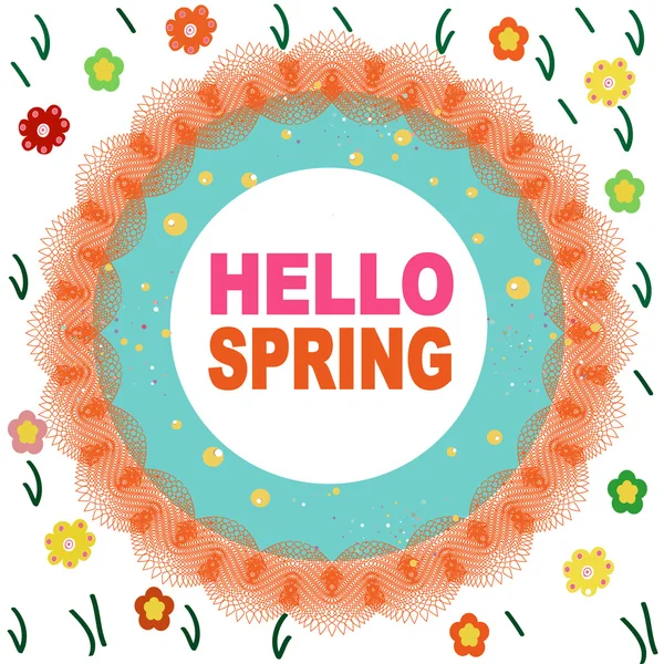 Bahar çiçekleri ile zarif renkli çerçeve Hoşgeldiniz bahar kartı — Stok Vektör