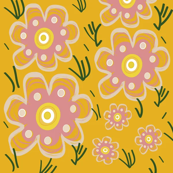 Primavera floral patrón amarillo ilustración — Vector de stock