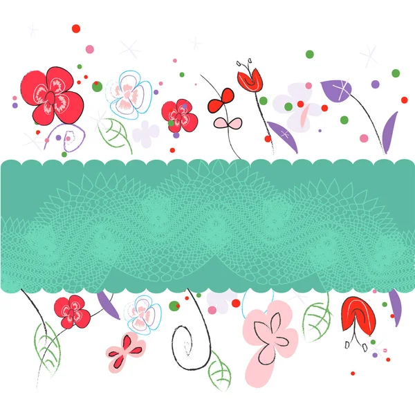 Vector de tarjeta de felicitación de primavera floral con ilustración de flores — Vector de stock