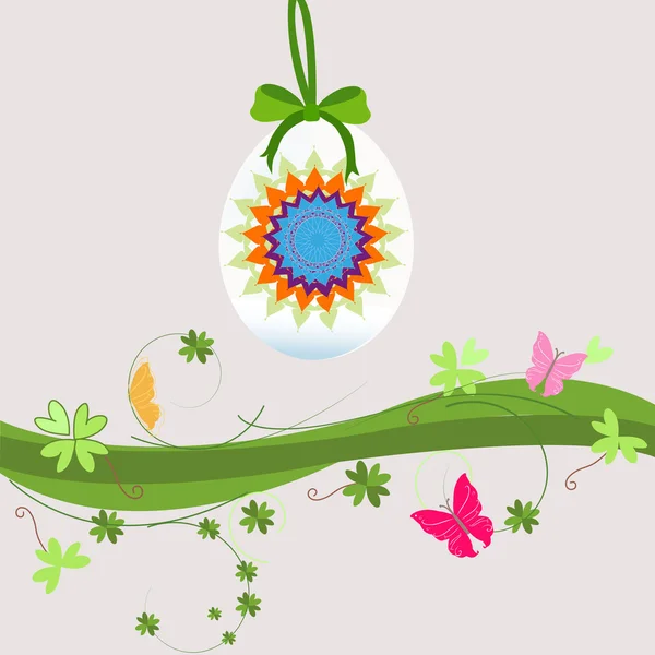 Hanging eggs floral easter background vector — Stock Vector