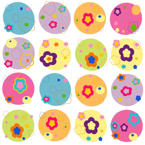 Colorful flowers abstract rounded background — Stock Vector