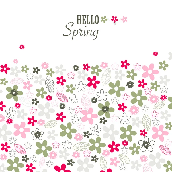 Hola primavera floral saludo vector de fondo — Archivo Imágenes Vectoriales