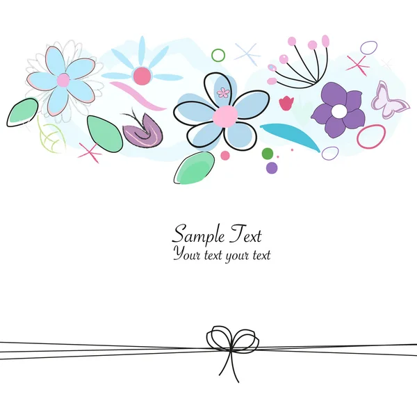 Resumen doodle floral tarjeta de felicitación vector — Archivo Imágenes Vectoriales