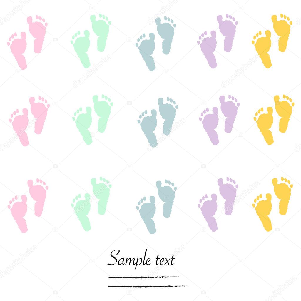Baby foot prints baby shower greeting card