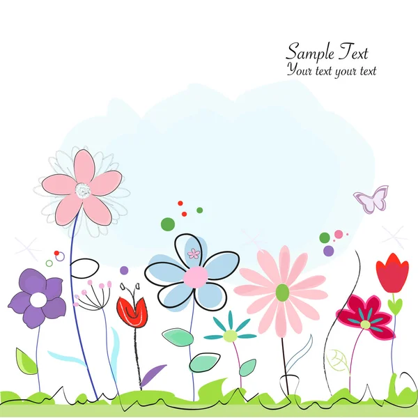 Floral abstracto primavera flores tarjeta de felicitación — Vector de stock