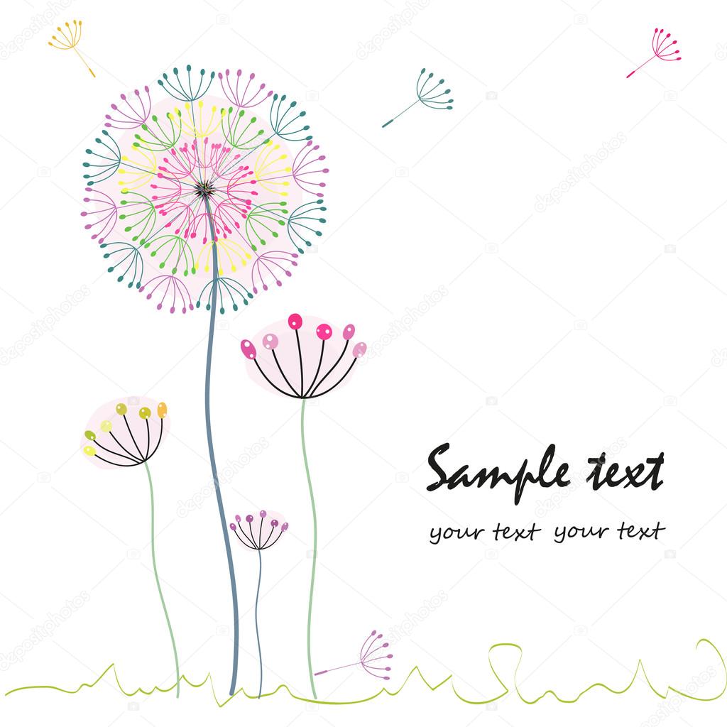 Colorful dandelion flower greeting card vector