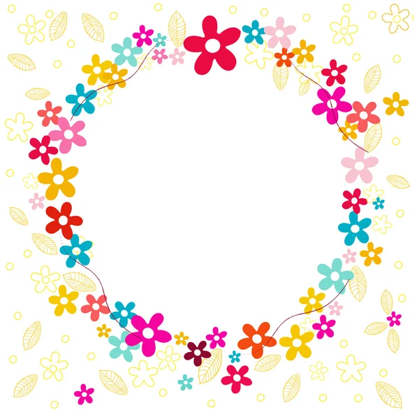 Colorful spring flowers circle vector background — Stock Vector