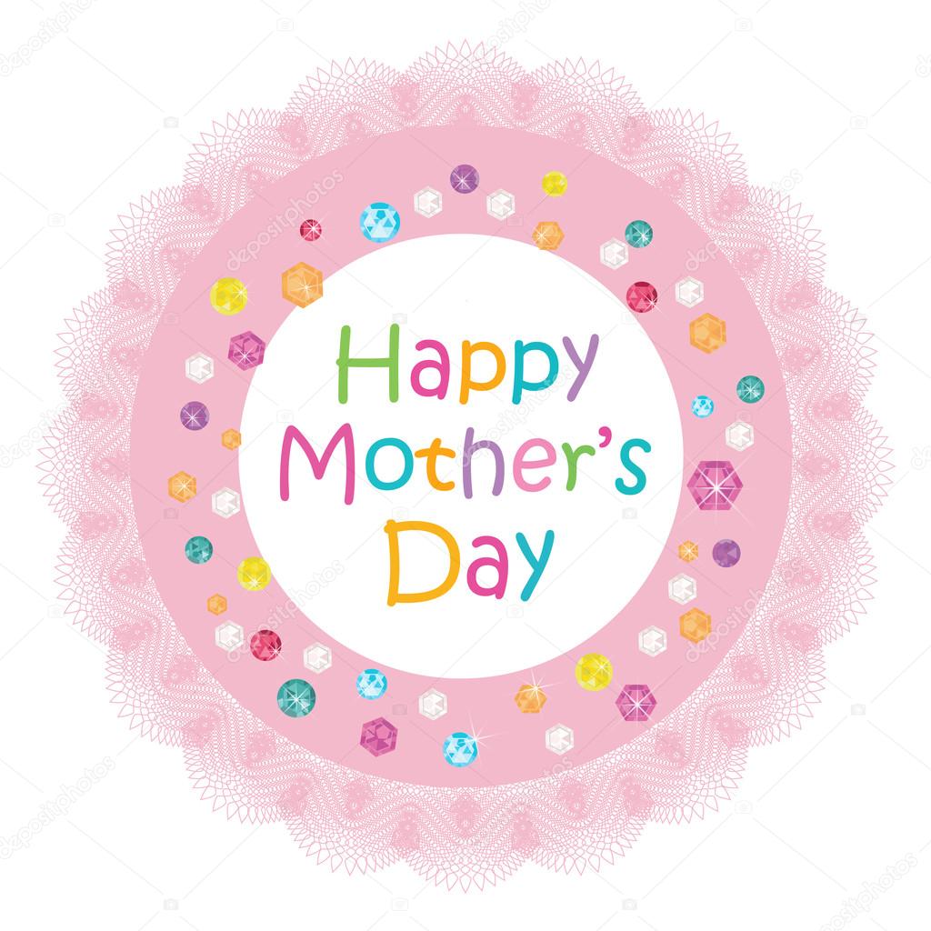 Mother's Day greeting card with lace frame colorful diamonds